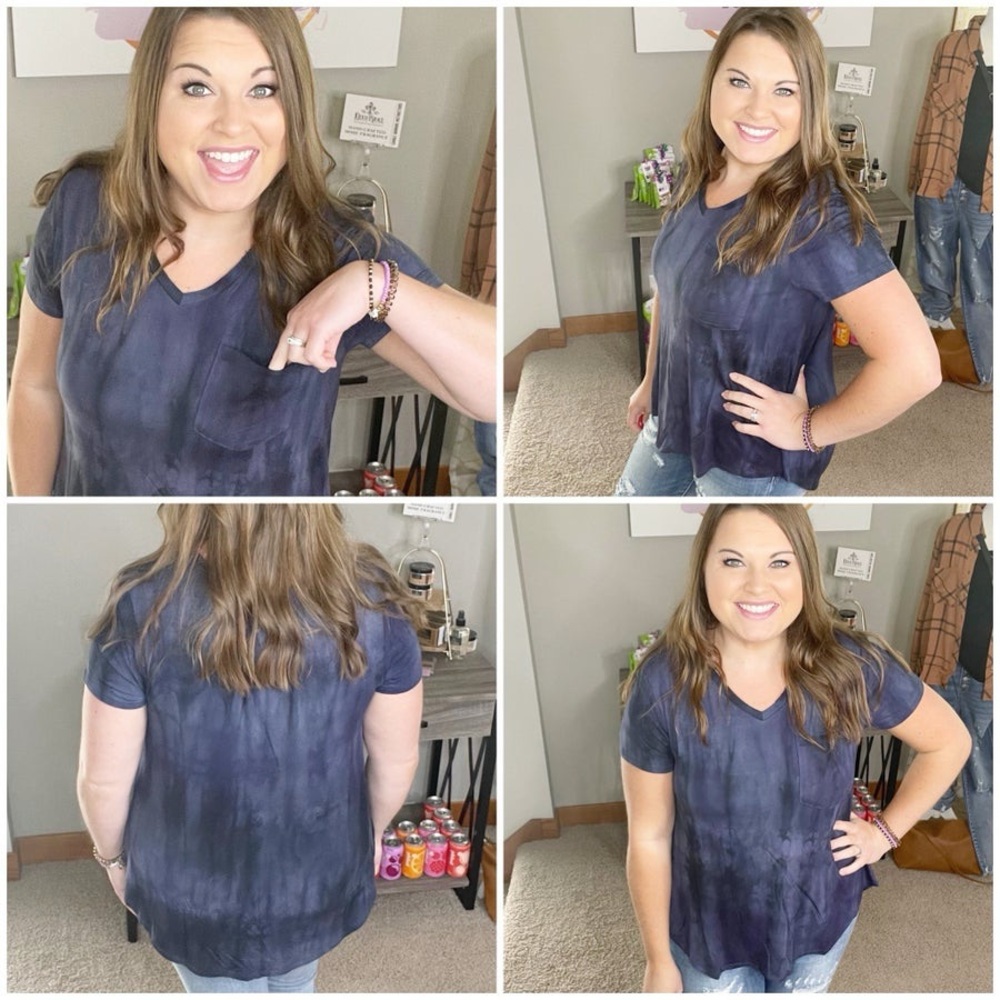 Navy Grace & Lace Perfect Pocket Tee